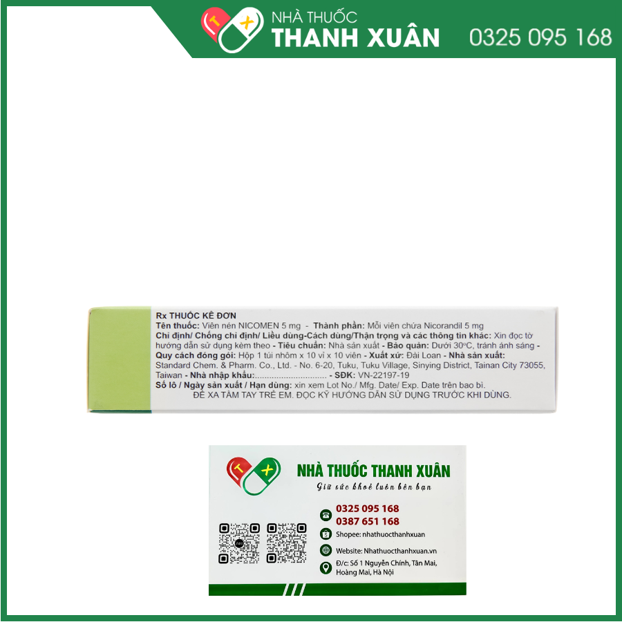 Nicomen 5 mg điều trị đau thắt ngực